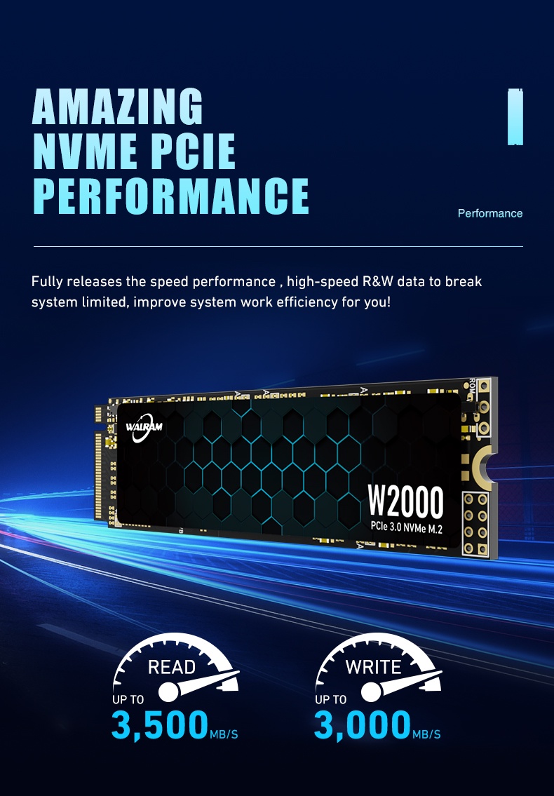 Walram M.2 PCIe3.0 SSD 256GB M2 NVME Solid State Disk 2280 Internal ...