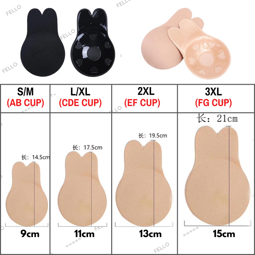 🇲🇾Rabbit Ear Women Silicone Invisible Breast Lift Up Nu Bra Chest ...