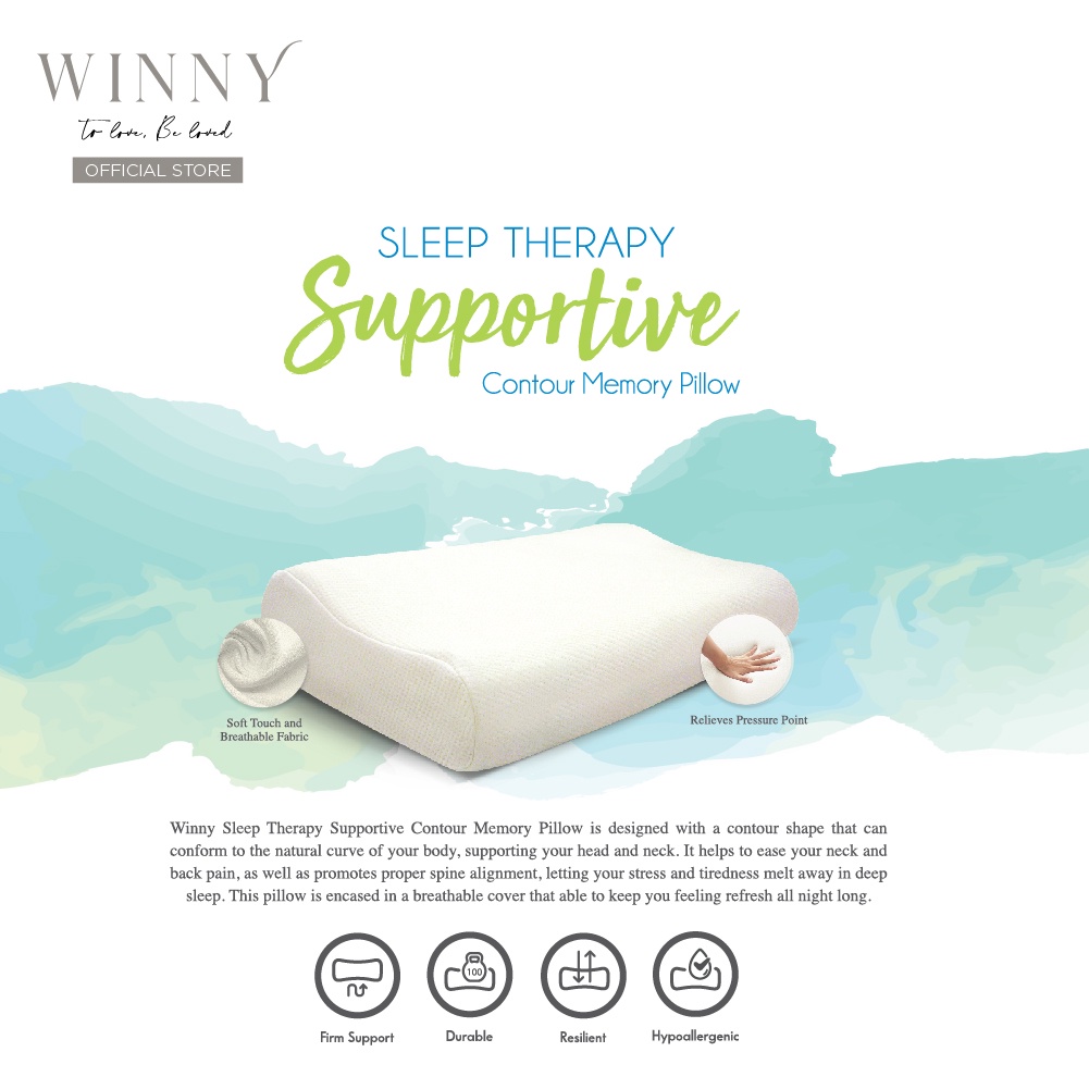 WINNY Sleep Therapy Supportive Contour Memory Pillow (55cm x 35cm