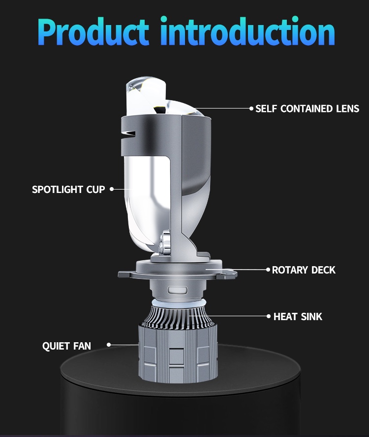 Dual Color 100W H4 Car LED Mini Projector Lens Automobles Light Bulb ...