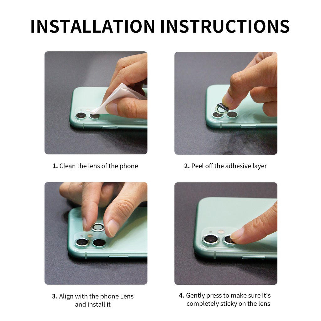 MojoSkins Camera Lens Tempered Glass Titanium Brushed Metal Ring