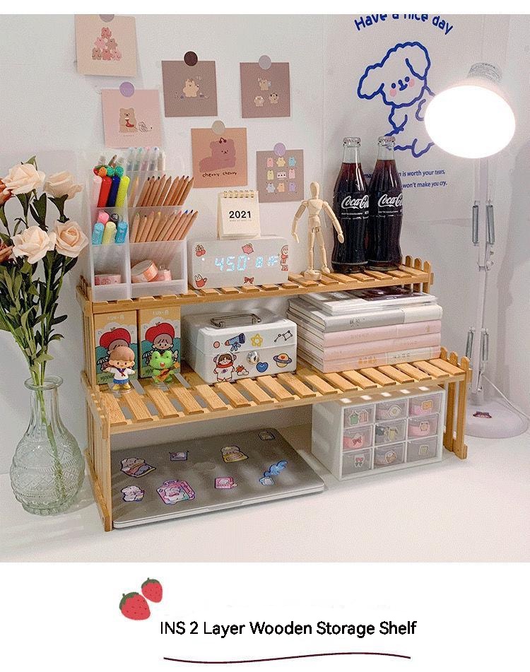 Ready Stock Rak Buku Desktop Rak Kayu Wood Bookshelf Buluh Bamboo Shelf ...
