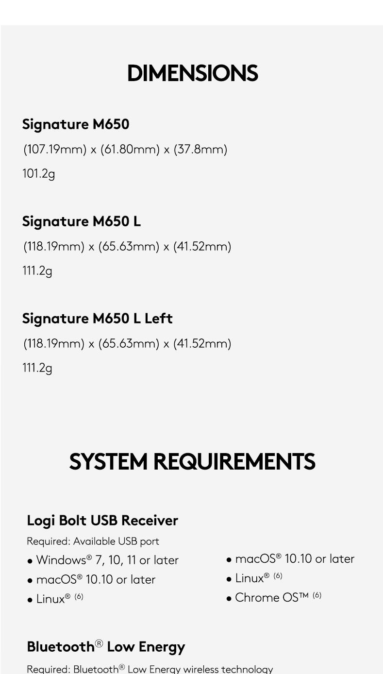 Logitech Signature M650 L Full Size Wireless Mouse - For Large Sized ...