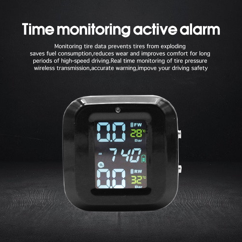 Motorcycle Tire Pressure Monitor System With 2 Sensor USB