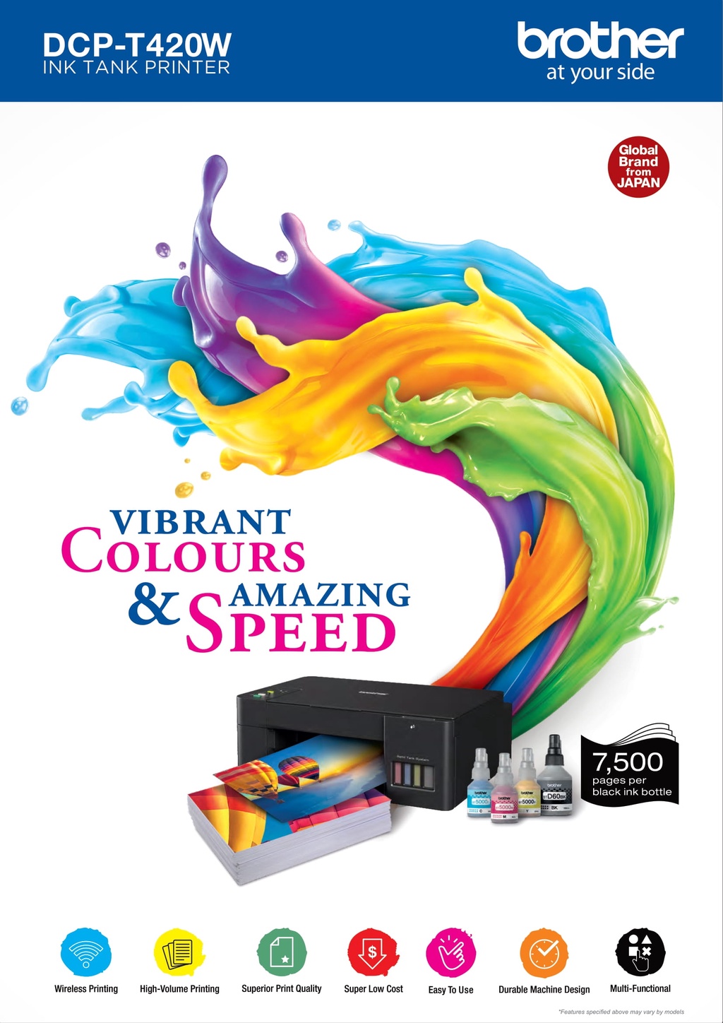 Brother DCP-T420W Ink Tank Printer & BTD60BK & BT5000 Original Bottle ...