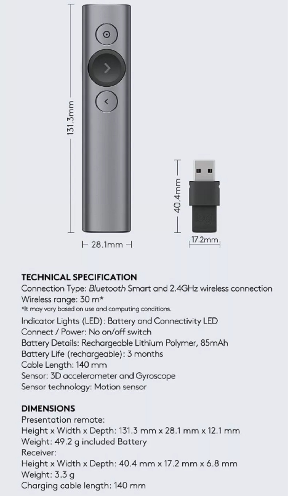 Logitech Spotlight Presentation Remote - Universal Wireless ...