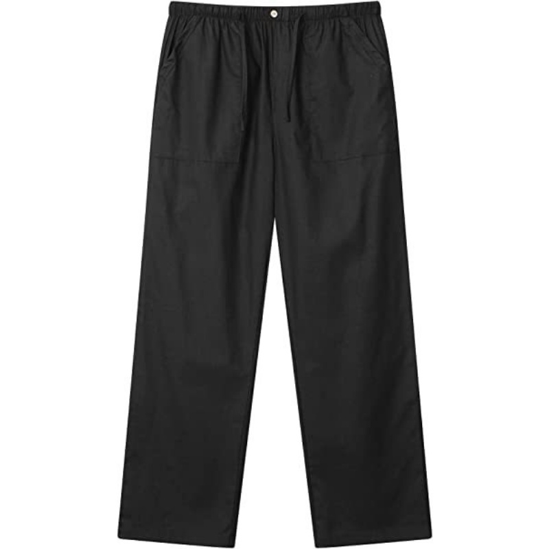 Men's Cotton Linen Beach Pants Loose Casual Drawstring Elastic Wasit