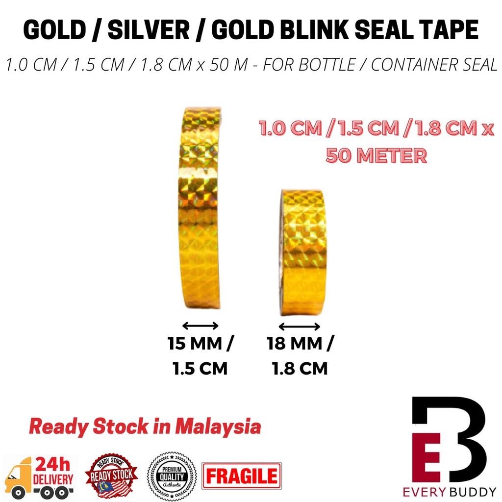 Gold Seal Tape 18 mm x 50 meters READY STOCK GOLD / SILVER
