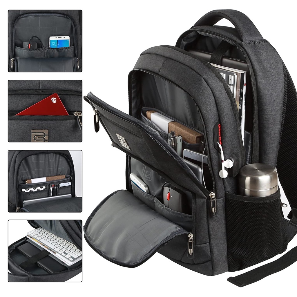 BRUNO CAVALLI Multifunctional Laptop Backpack w USB Charging Port Water ...