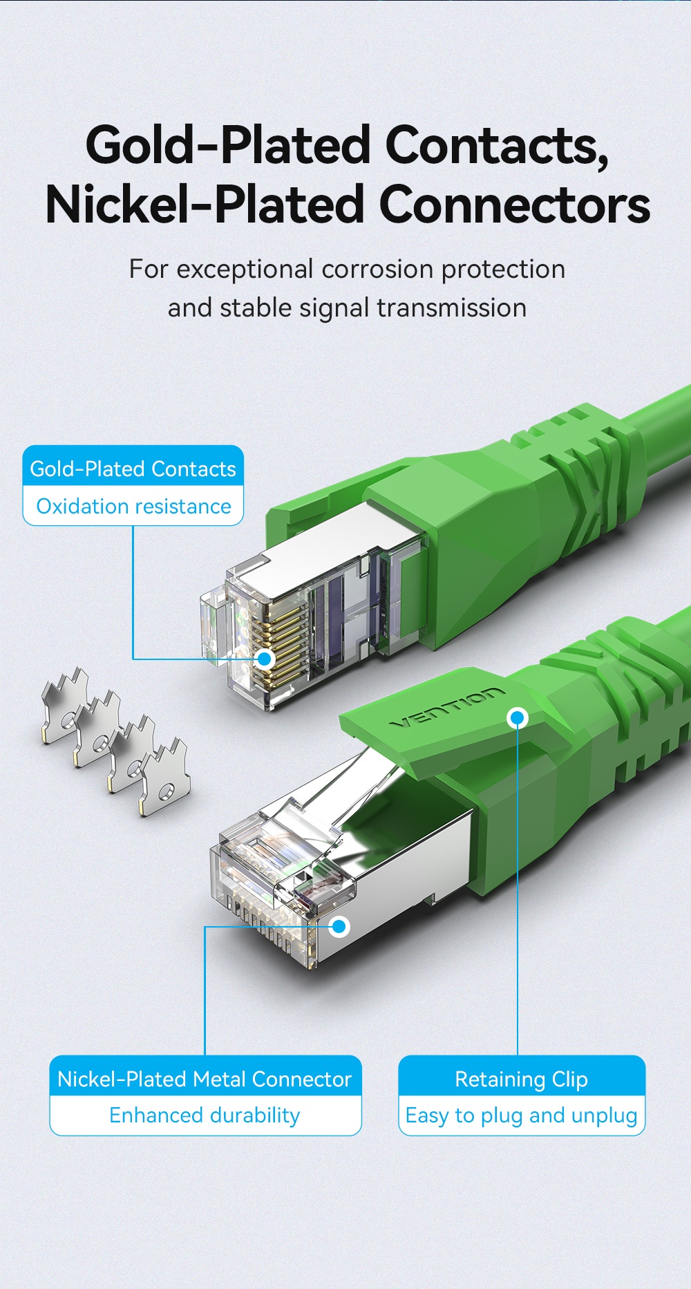 Vention Cat6A Bulk Ethernet Cable 10Gbps SFTP Cat 6A Patch Cord for ...
