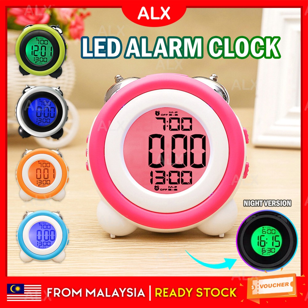 ALX Alarm Clock LED Backlight Heavy Sleepers Loud Bell Alarm Clock ...