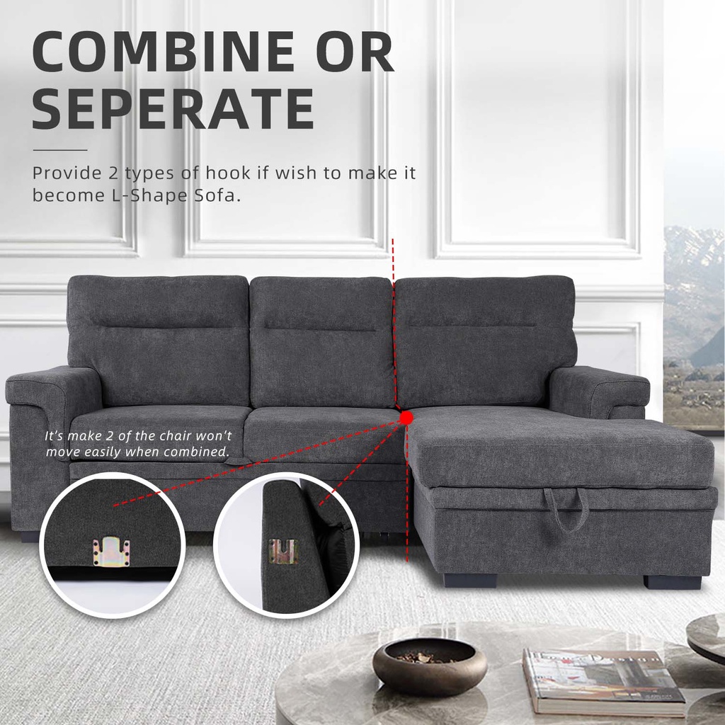[FREE Shipping] KitchenZ L Shape Sofa 2/3Seater Multifunction Sofa
