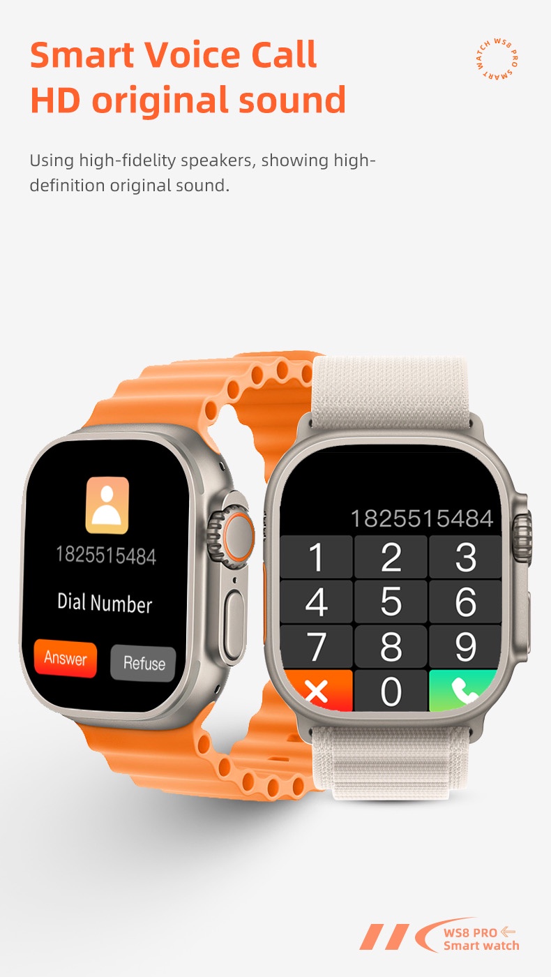 WS8 Pro Ultra Smart Watch Wireless Charger Bluetooth Call Full Touch ...