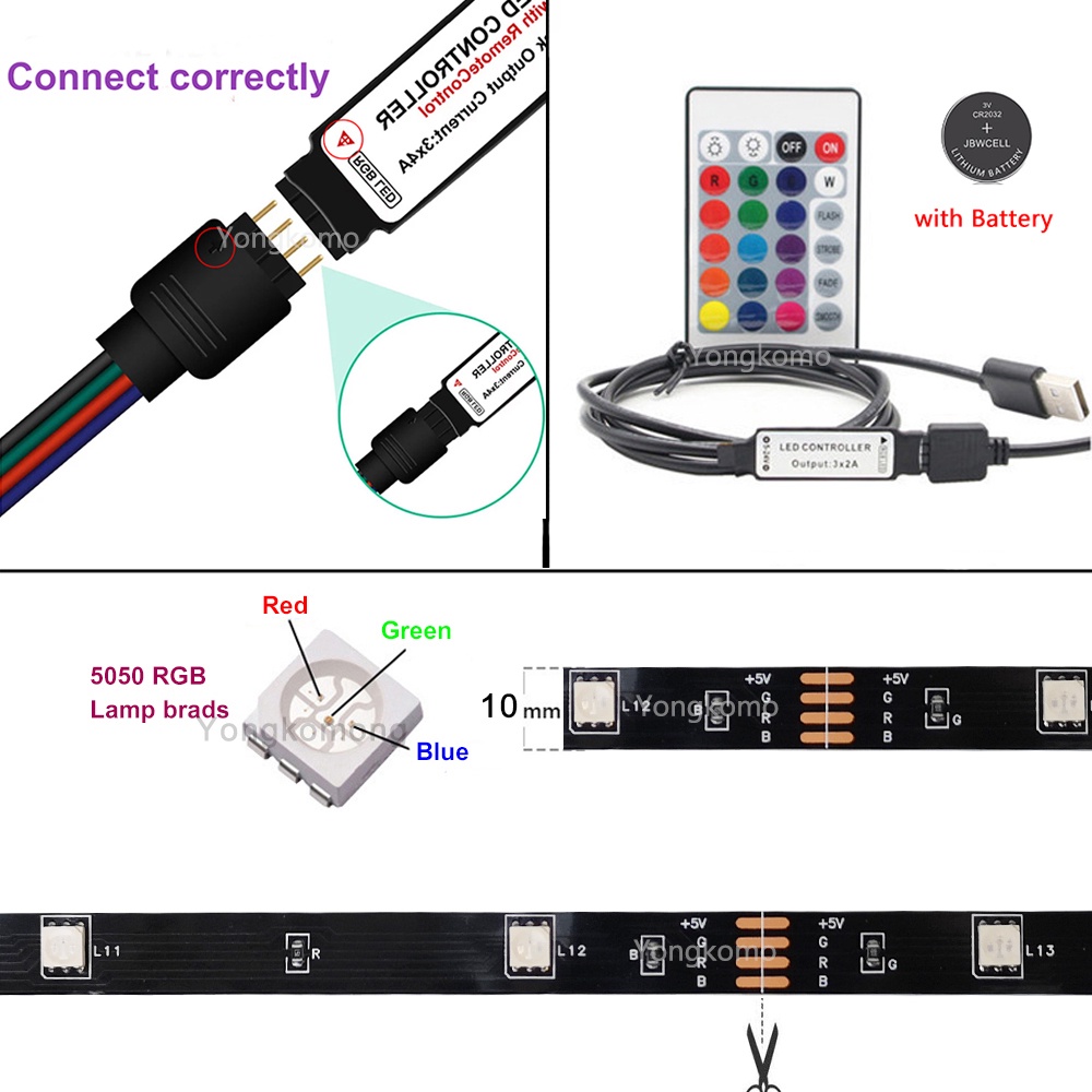 5M LED Strip Lights RGB USB Infrared Bluetooth Control Luminous ...