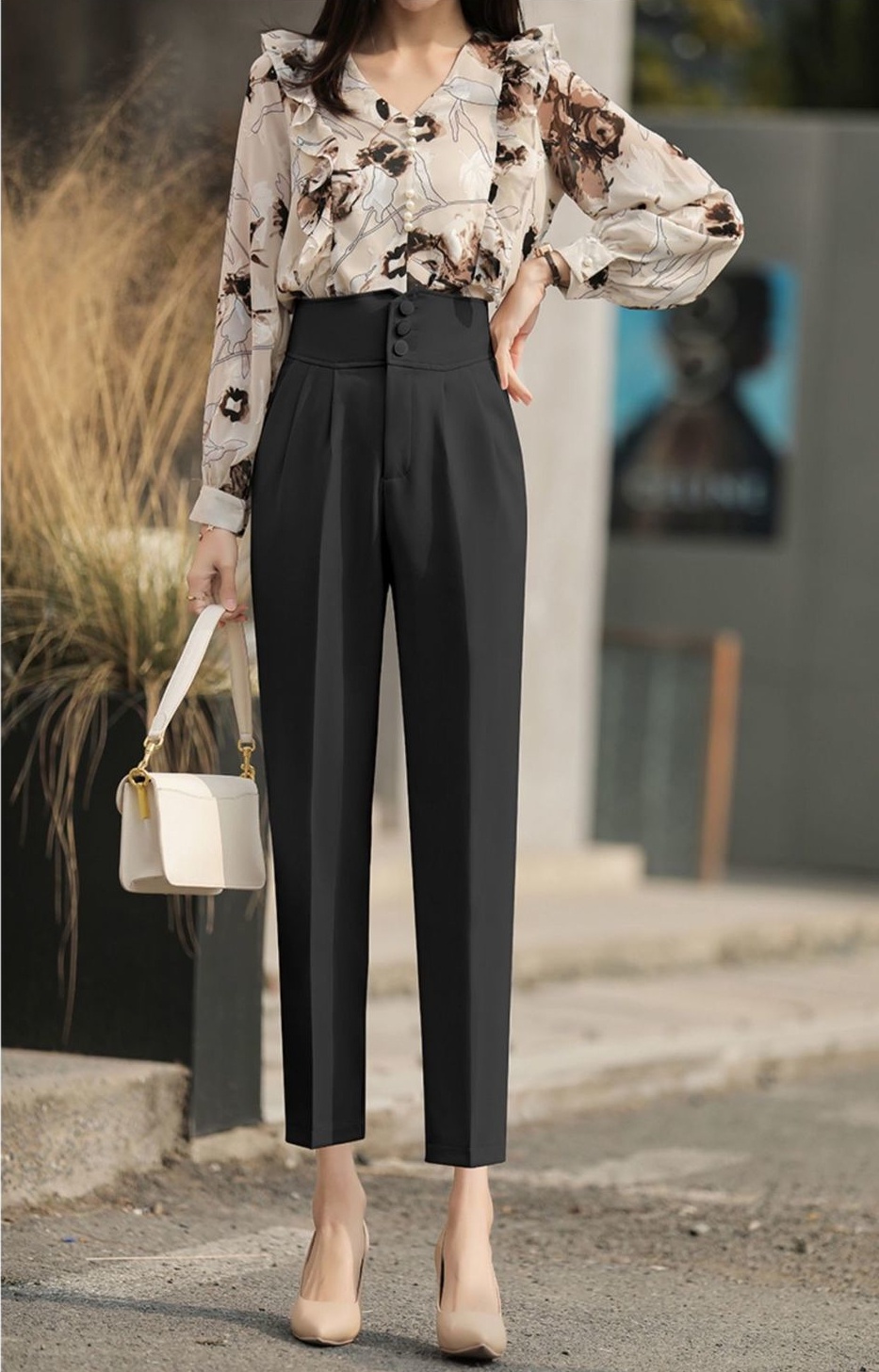 Fashion Women's Summer Cropped Suit Pants Aesthetic Hot Khaki Harem ...