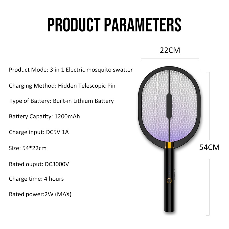 Rechargeable Mosquito Racket Electric Fly Swatter Home Mosquito Swatter ...