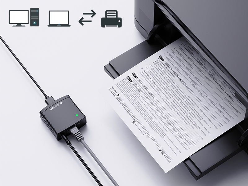 Wavlink USB 2.0 Port LPR Printer Server MFT With 10/100Mbps Ethernet ...