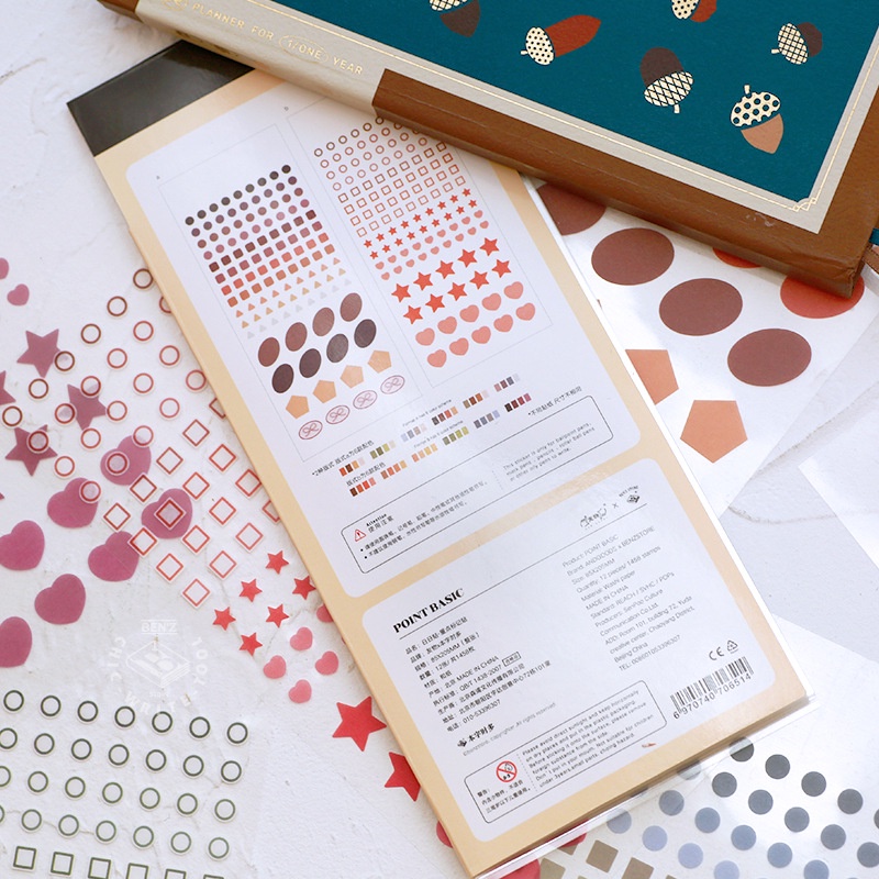 BZS Colour Washi Paper Point Basic Stickers DIY Labels Journal Planner ...