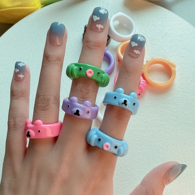 We Flower Trendy Rainbow Color Resin Luminous Frog Ring for Women Girls ...