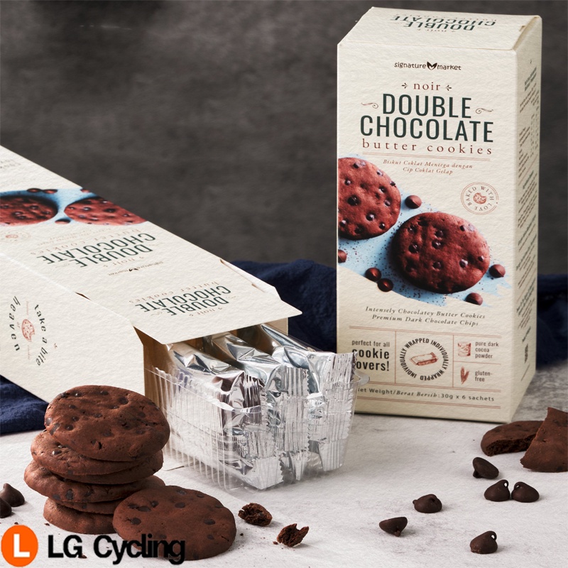 Signature Market Noir Double Chocolate Butter Cookies (Gluten Free) 30g x 6Sachet Premium Dark