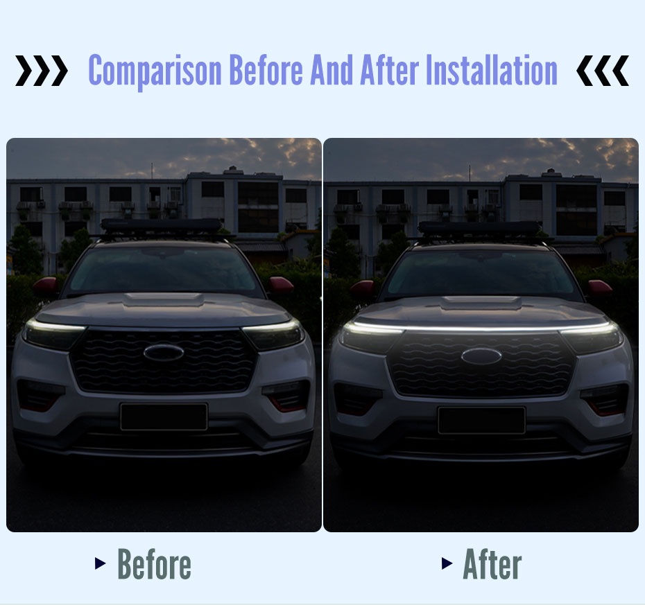 SEAMETAL Led Car Hood Light Strip Modified Front Headlight Start Scan ...