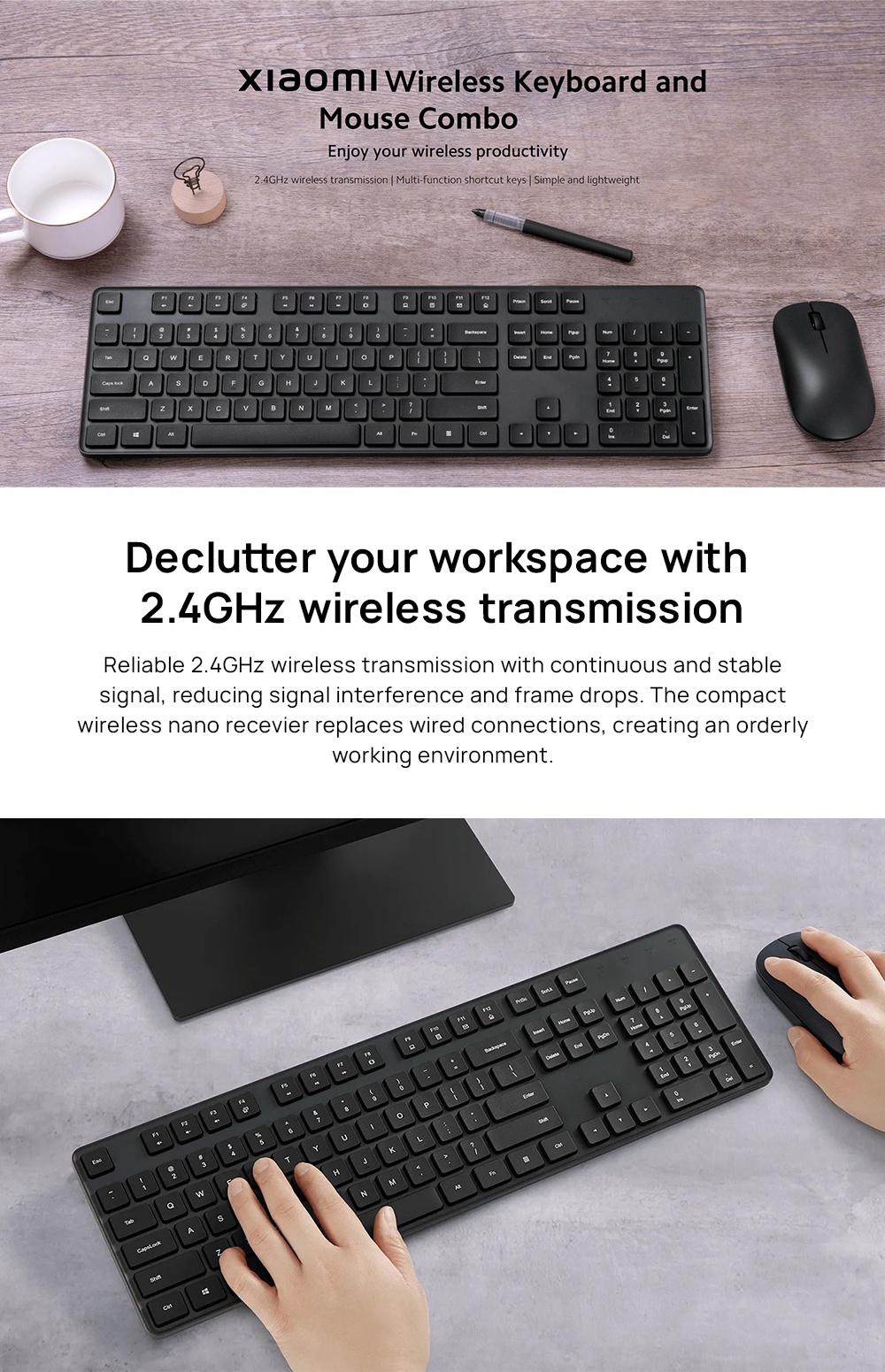 Xiaomi Wireless Keyboard &Mouse Combo | 2.4GHz wireless transmission ...