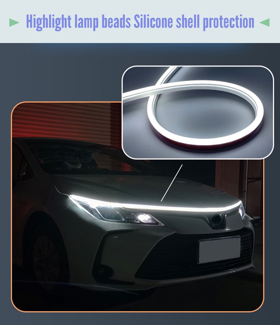 SEAMETAL Led Car Hood Light Strip Modified Front Headlight Start Scan ...