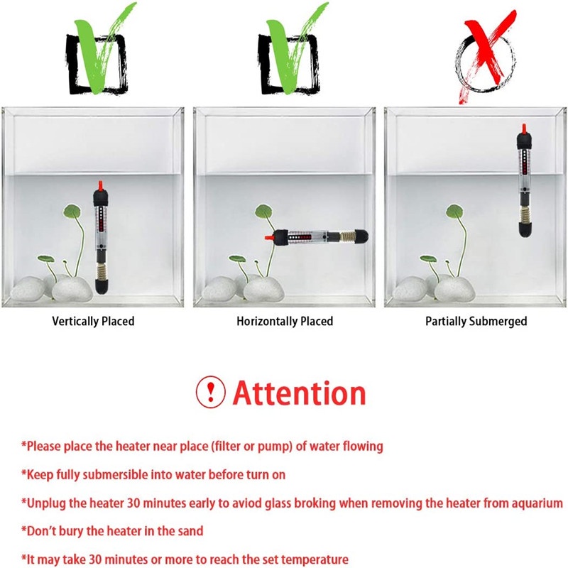 AQUARZOO 25W/50W/100W/200W/300W Aquarium Betta Fish Tank Heater ...