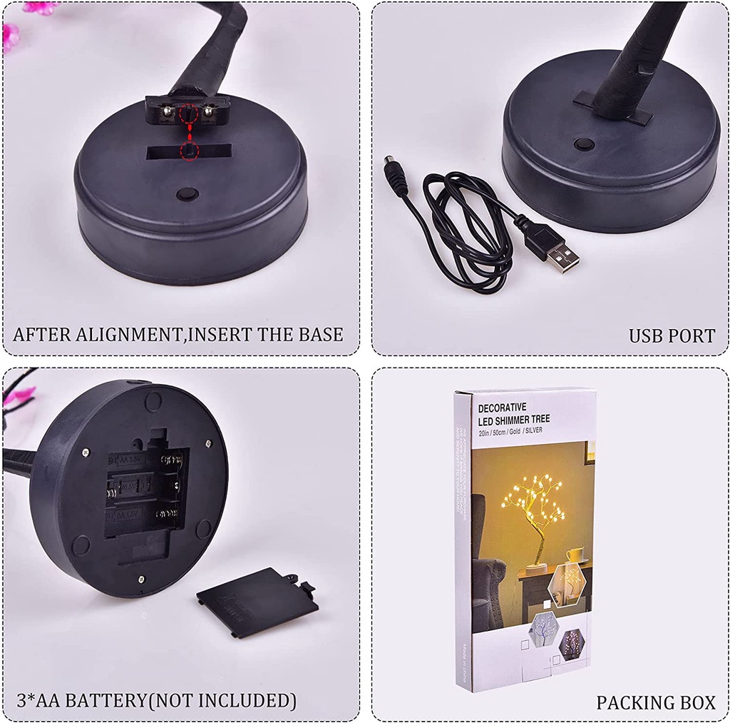 Home Decoration USB/Battery Powered Touch Switch Bonsai Cherry Blossom ...