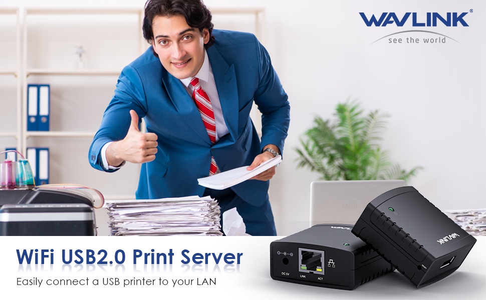 Wavlink USB 2.0 Port LPR Printer Server MFT With 10/100Mbps
