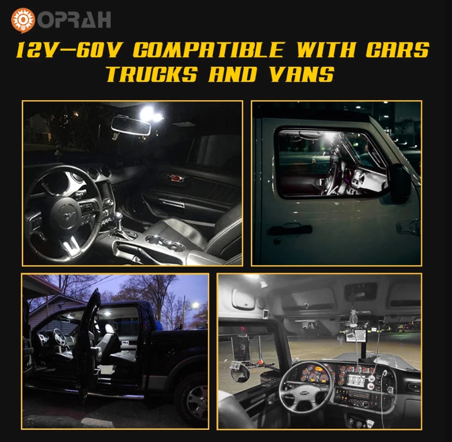 Oprah 2pcs W5W LED T10 Lights 12V-60V For Car Truck Interior Bulbs High ...