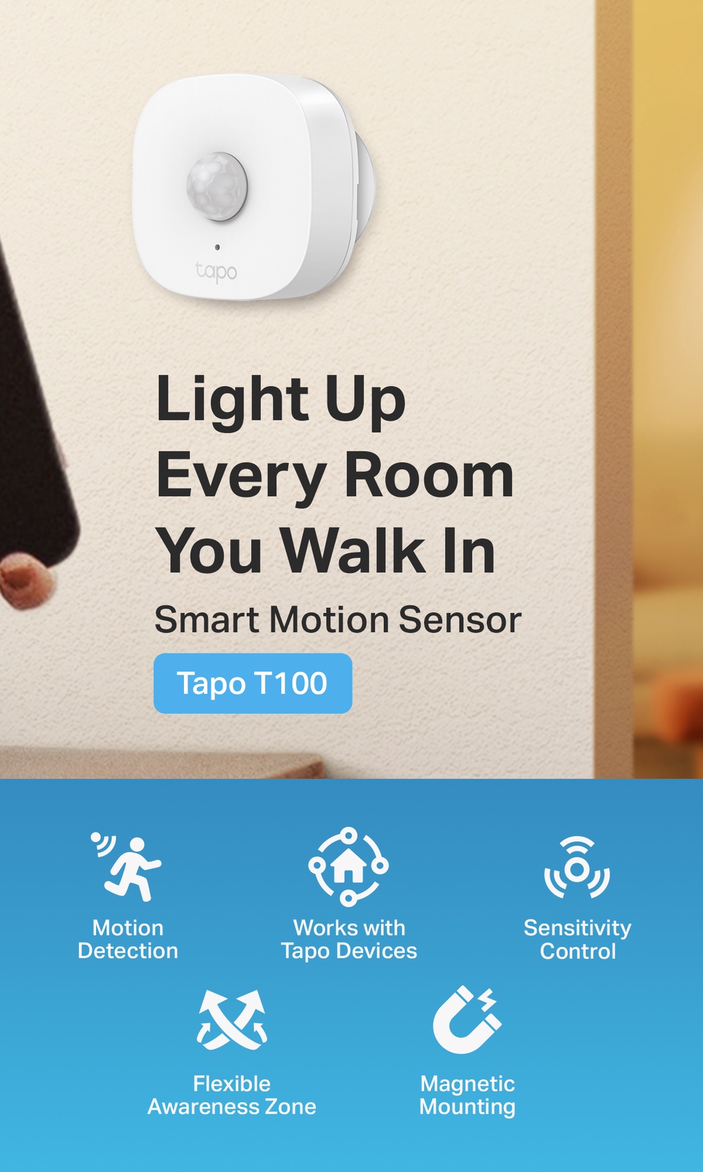 Tapo Smart Button, Flexible Sensitivity Control, Magnetic Mounting