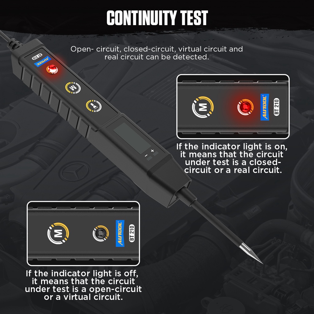 AUTOOL BT210 Circuit Tester Voltage Test Continuity Test Polarity Test ...
