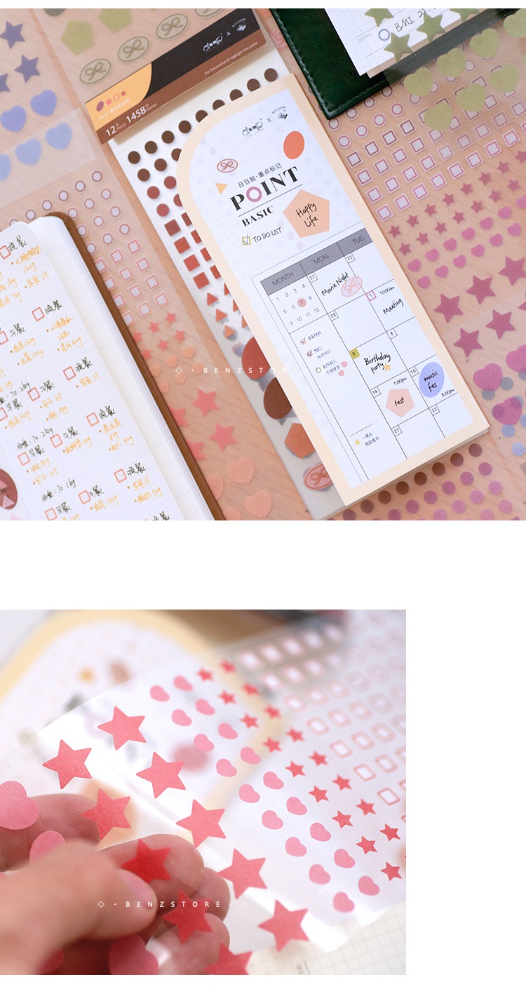 BZS Colour Washi Paper Point Basic Stickers DIY Labels Journal Planner ...