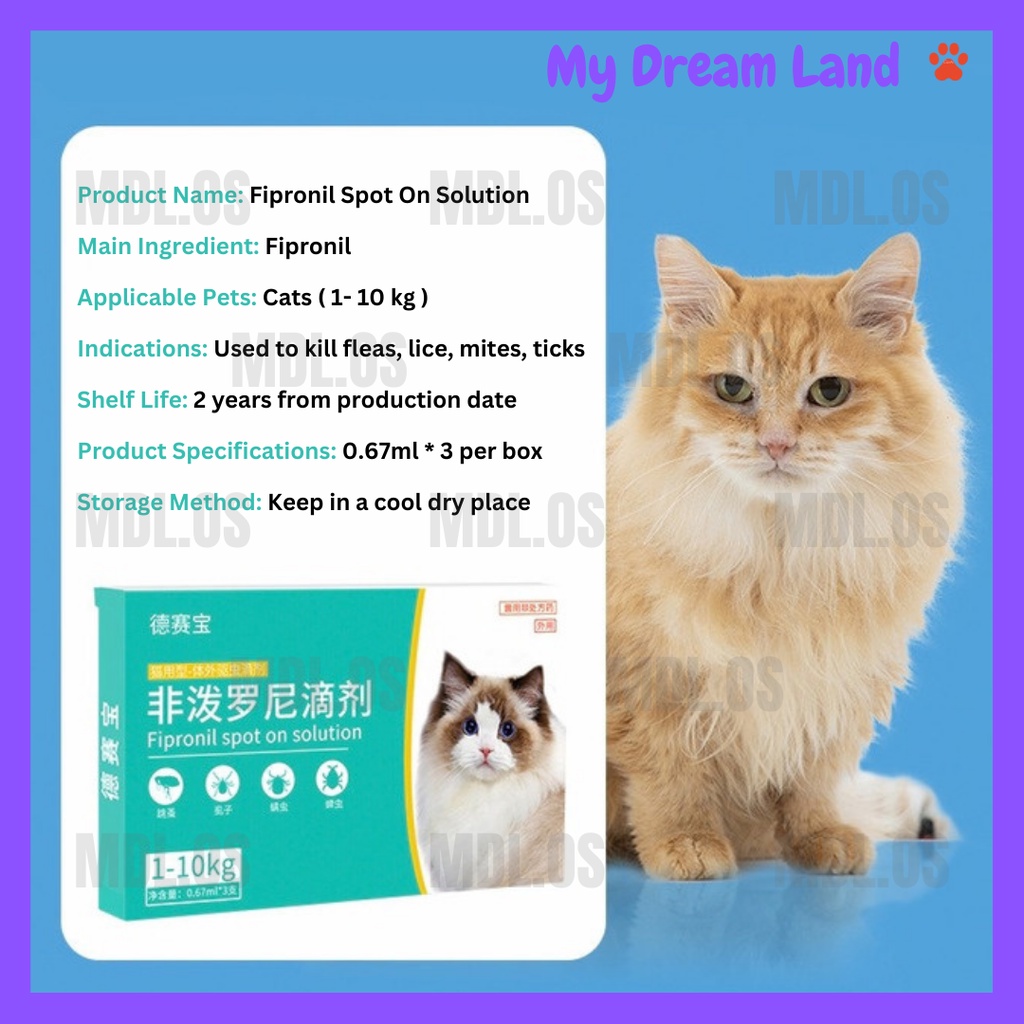 Image showcasing LOCAL DELIVERY-PET ANTI FLEA &TICKS LICE MITE DROP CAT DOG FIPRONIL ...