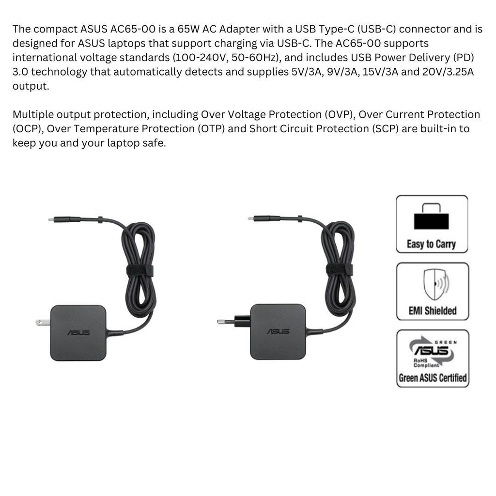 ASUS AC65-00 65W USB Type-C Adapter | Shopee Malaysia