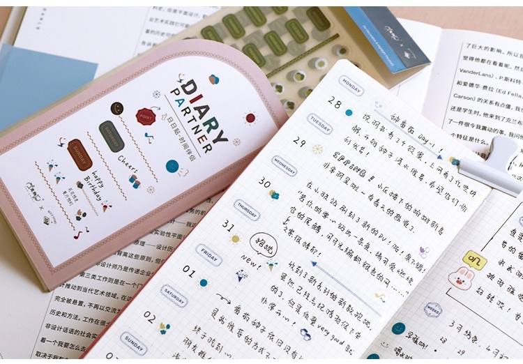 *JUN DEALS* BZS Vintage Diary Partner Week Time Weather Mood Deco ...