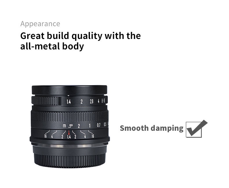 7artisans 35 mm F1.4 Mark II APS-C Handmatige Focus Prime Lens Groot diafragma Compatibel met Olympus en Panasonic M4/3 Mount Camera's