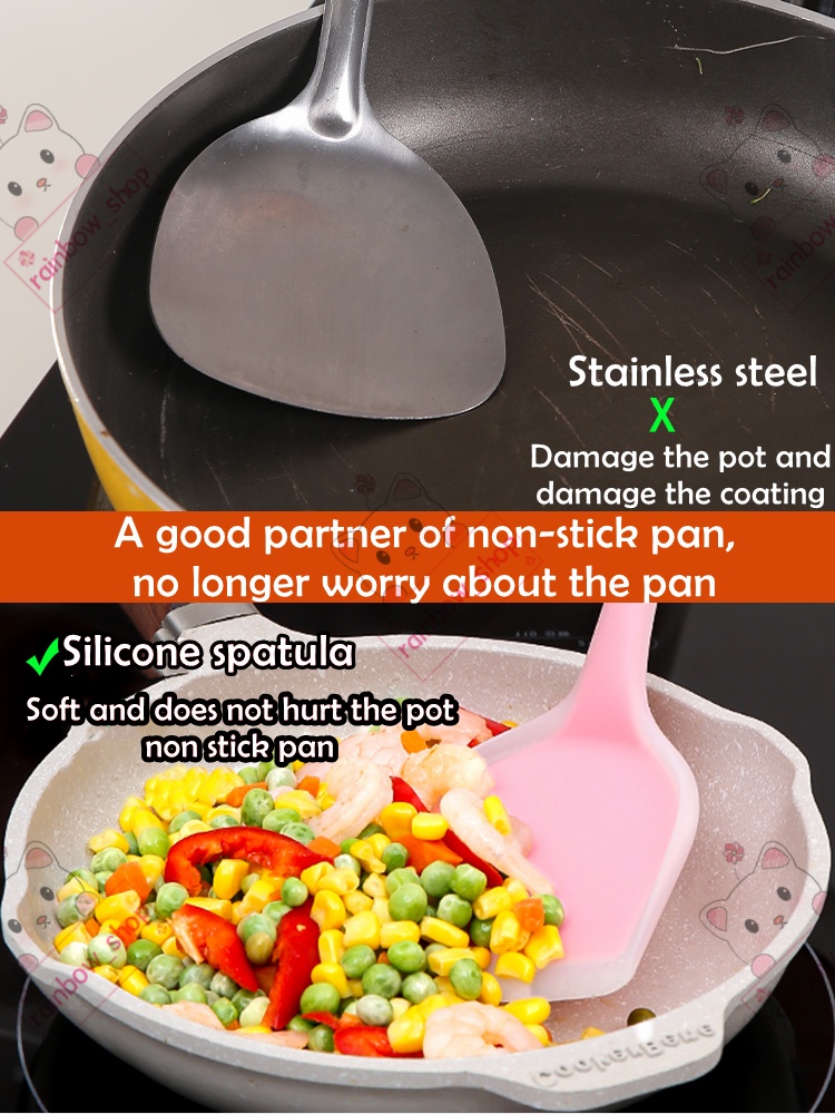 【Local Seller】【Ready Stock】Non-stick silicone spatula-33cm【现货】不粘锅硅胶锅铲 ...