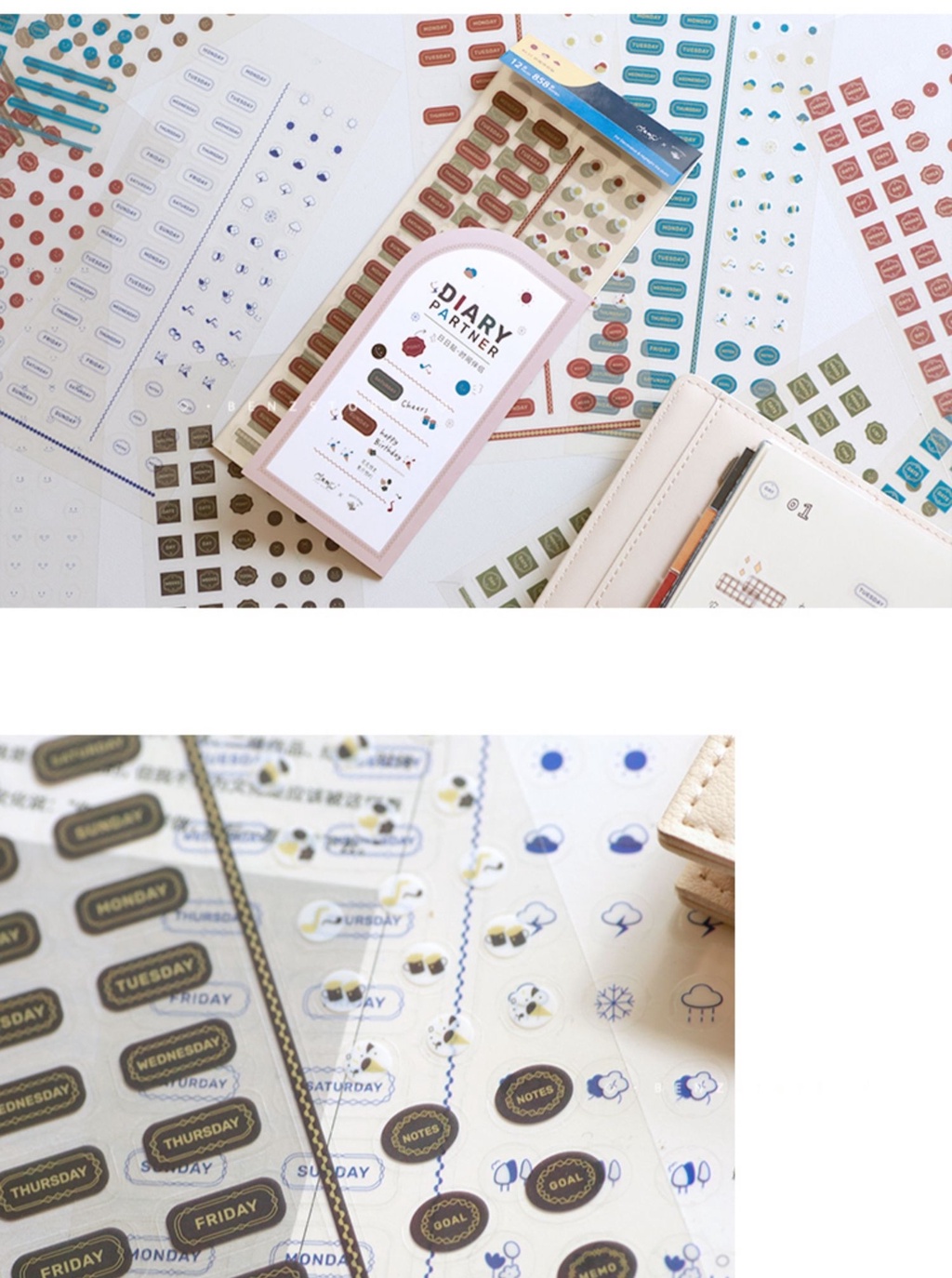 BZS Vintage Diary Partner Week Time Weather Mood Deco Stickers Daily ...