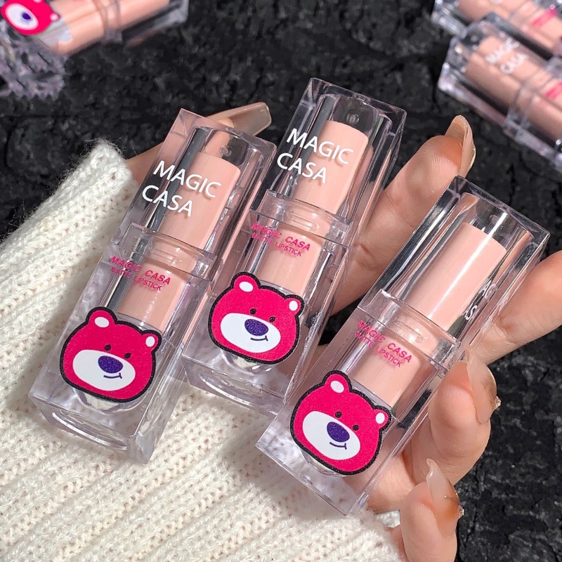 MAGIC CASA Raspberry Bear Lipstick Matte Mist Face Display White Velvet ...
