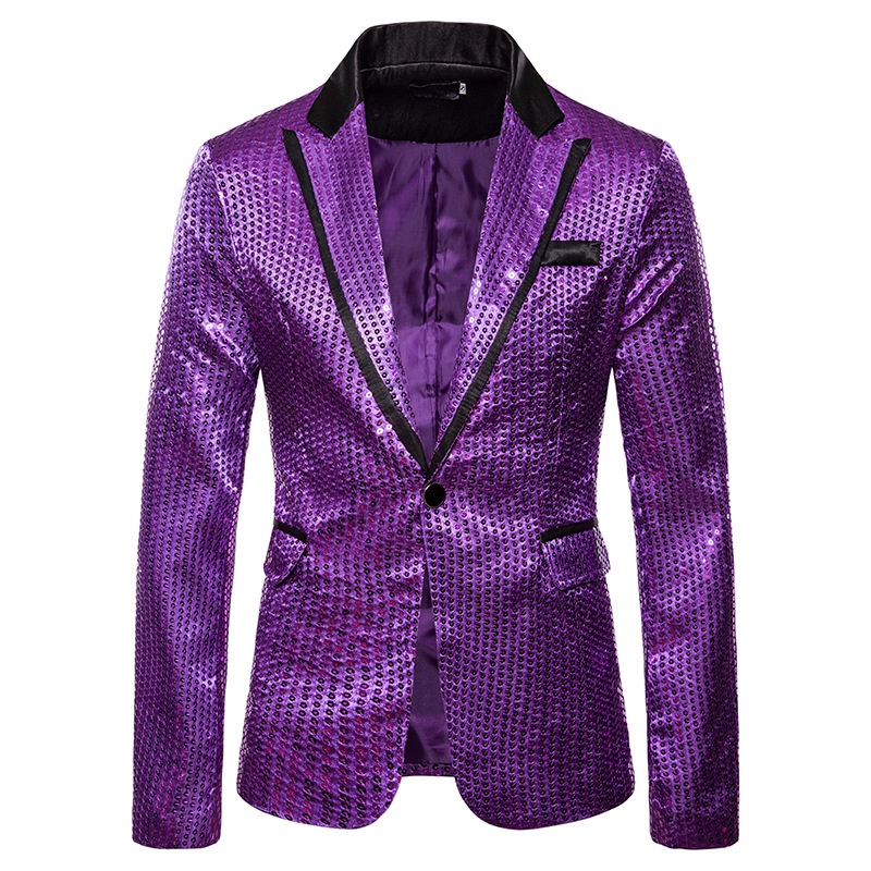 Shiny Gold Shiny Decorated Blazer Jacket for Men Night Club Graduation ...