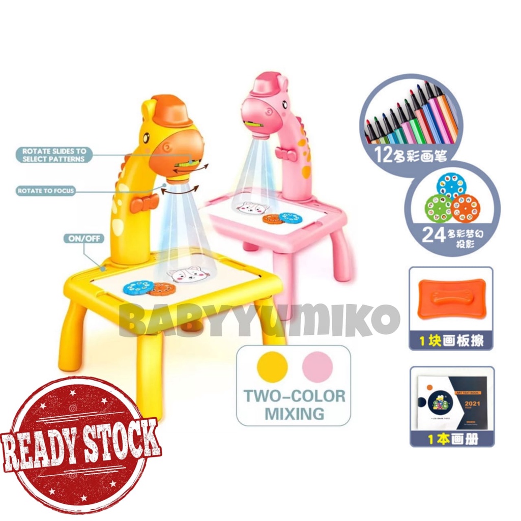 Kids Projector Drawing Table Mainan Budak Meja Melukis Giraffe ...