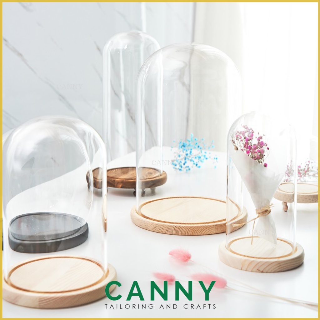 Glass Dome for Decoration / Glass Round Cover / Glass With Wooden Base