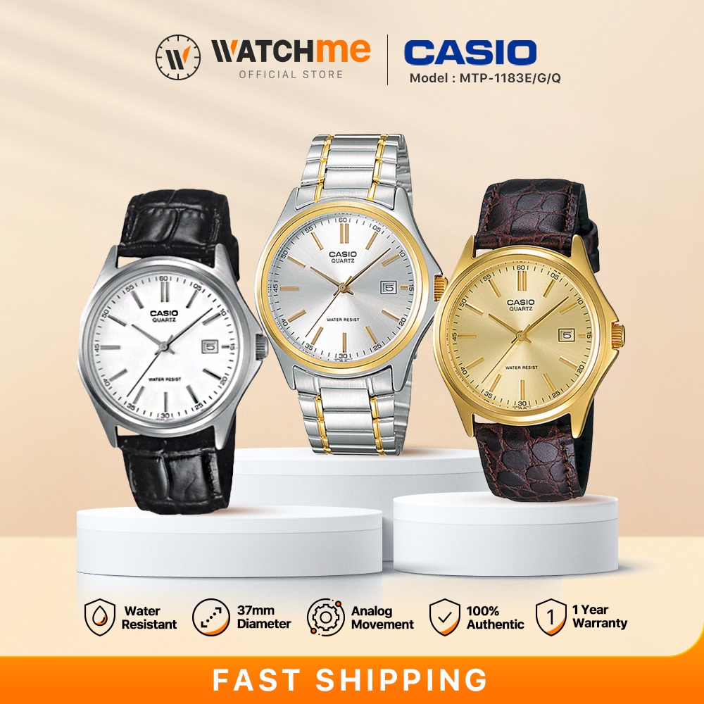 CASIO MTP 1183 SERIES Fashion Business Analog Watch Water Resistant Stainless Steel Band Men Watch Jam Tangan Lelaki