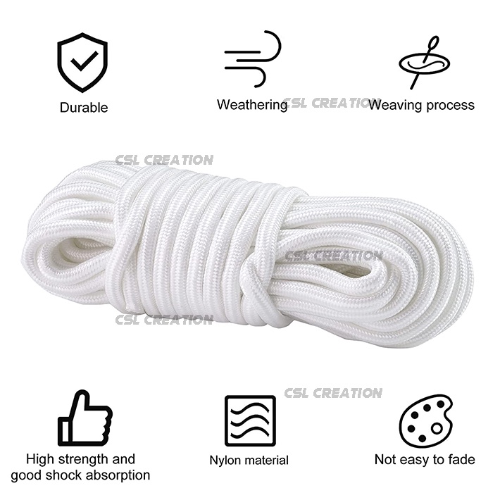 White Braided Nylon Polyester Rope Nylon Rope Tali Putih Nylon All ...