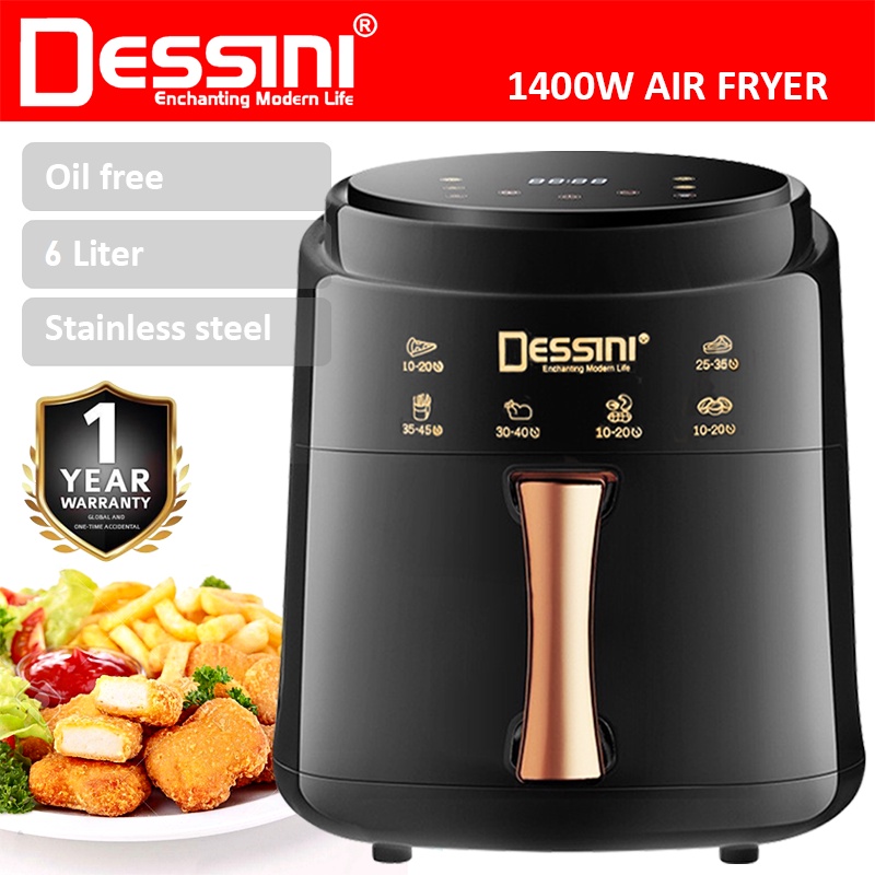 DESSINI ITALY AF60 Electric Oven Convection Air Fryer Toaster Timer