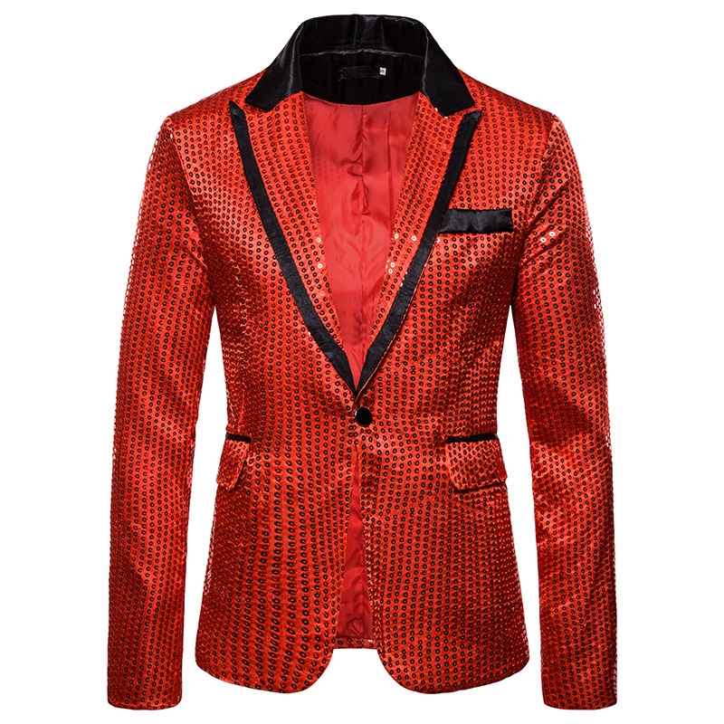 Shiny Gold Shiny Decorated Blazer Jacket for Men Night Club Graduation ...