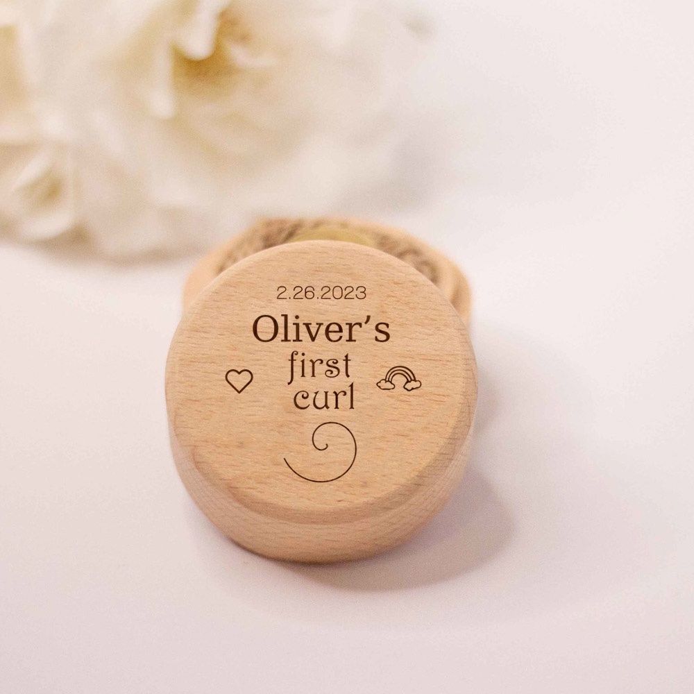 Personalised First Curl Baby's First Lock of Hair Keepsake Box Engraved ...