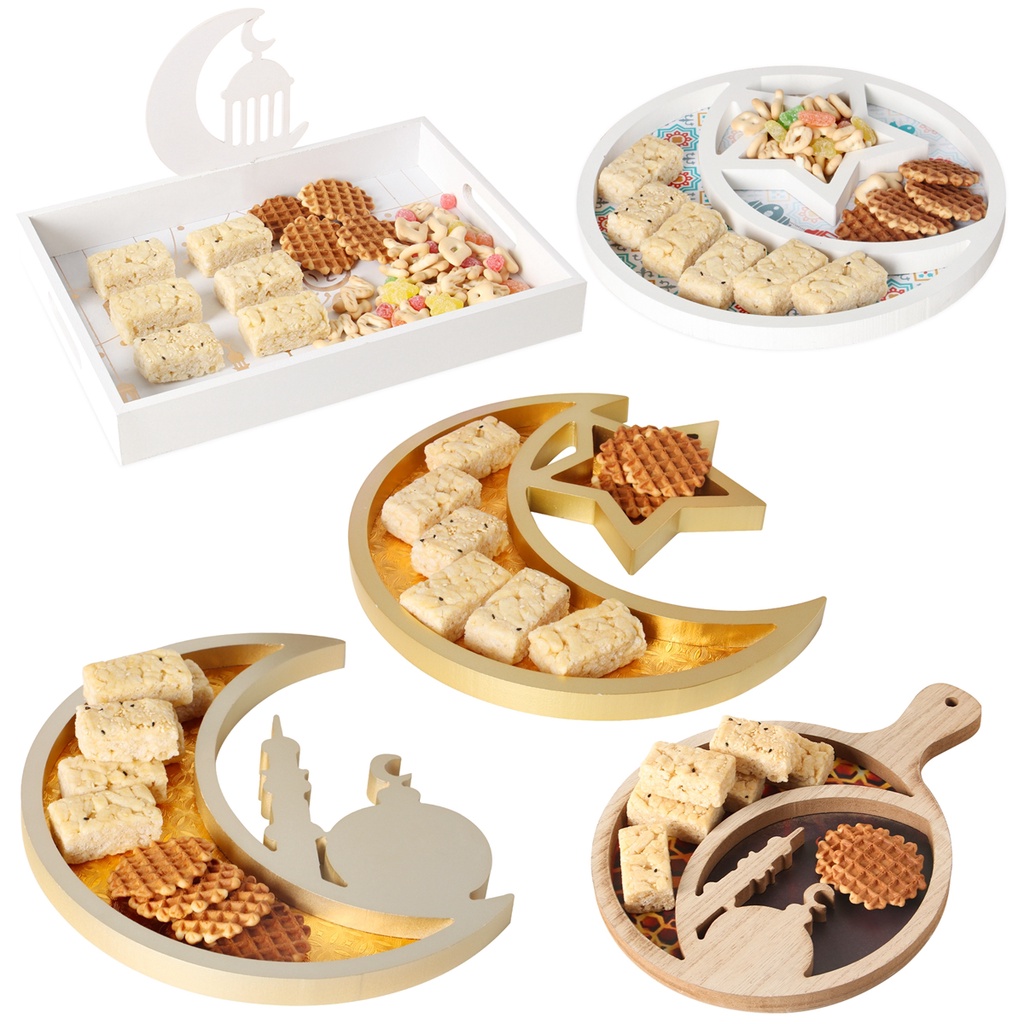 Huiran Ramadan Decoration Wooden Tray Makanan Eid Mubarak Table ...